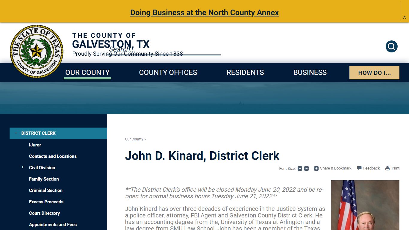 John D. Kinard, District Clerk | Galveston County, TX