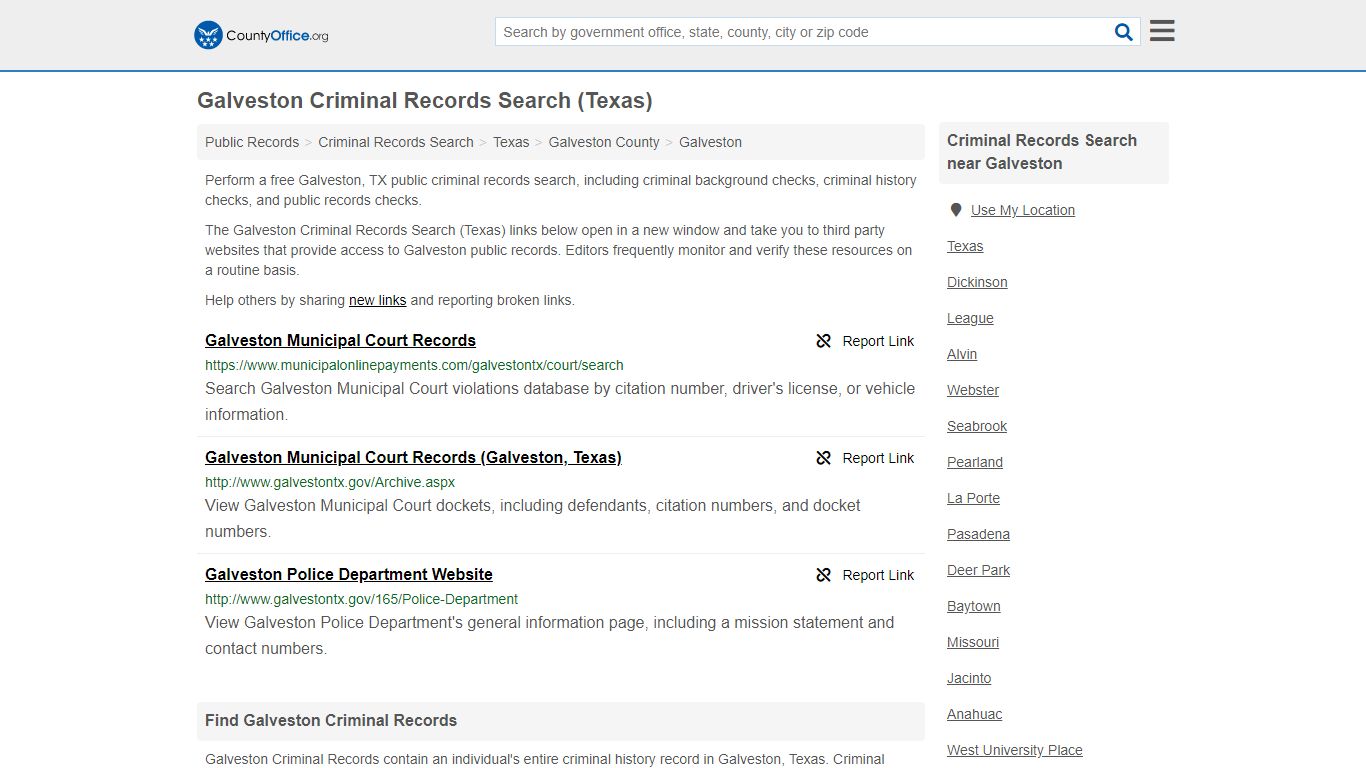 Criminal Records Search - Galveston, TX (Arrests, Jails ...