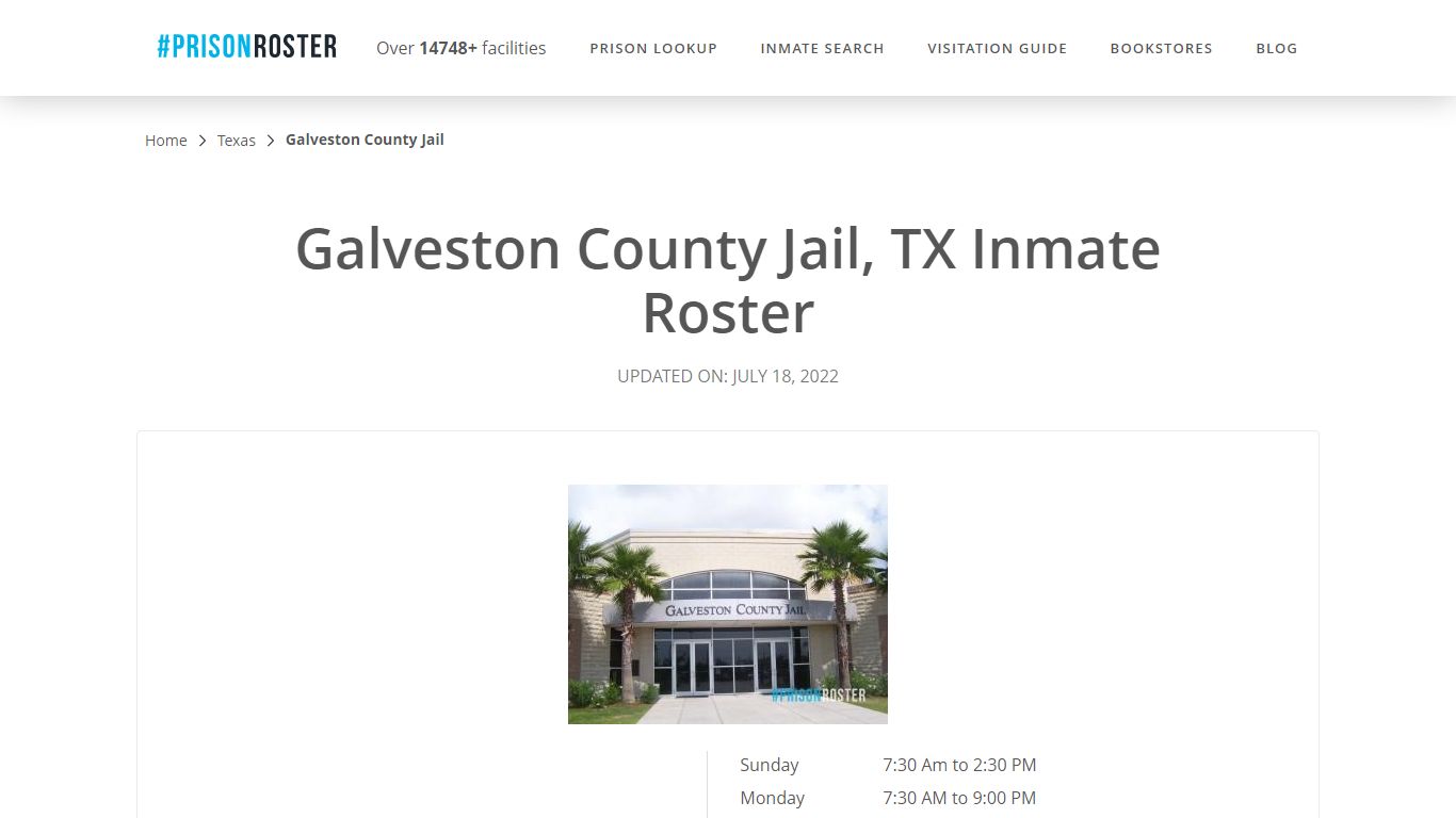 Galveston County Jail, TX Inmate Roster